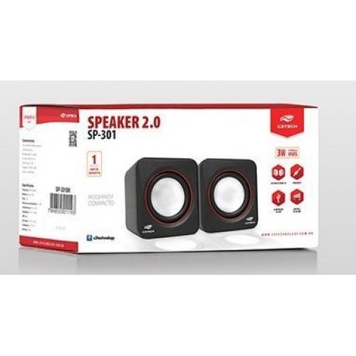 CAIXA DE SOM C3 TECH 2.0 PORTÁTIL 3W RMS PRETA - SP-301BK