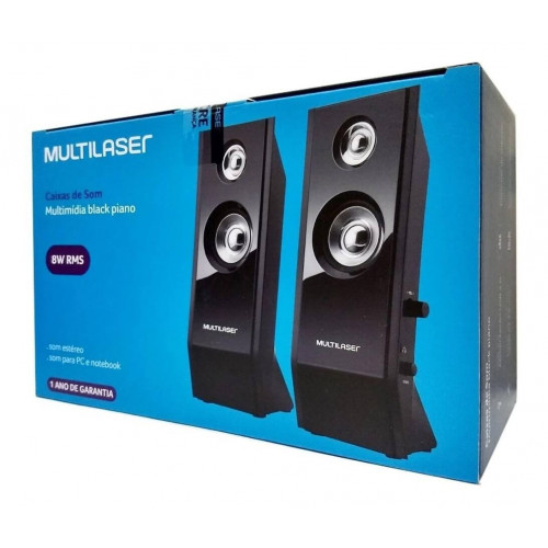 CAIXA DE SOM USB 8W MULTILASER SP091 BLACK PIANO